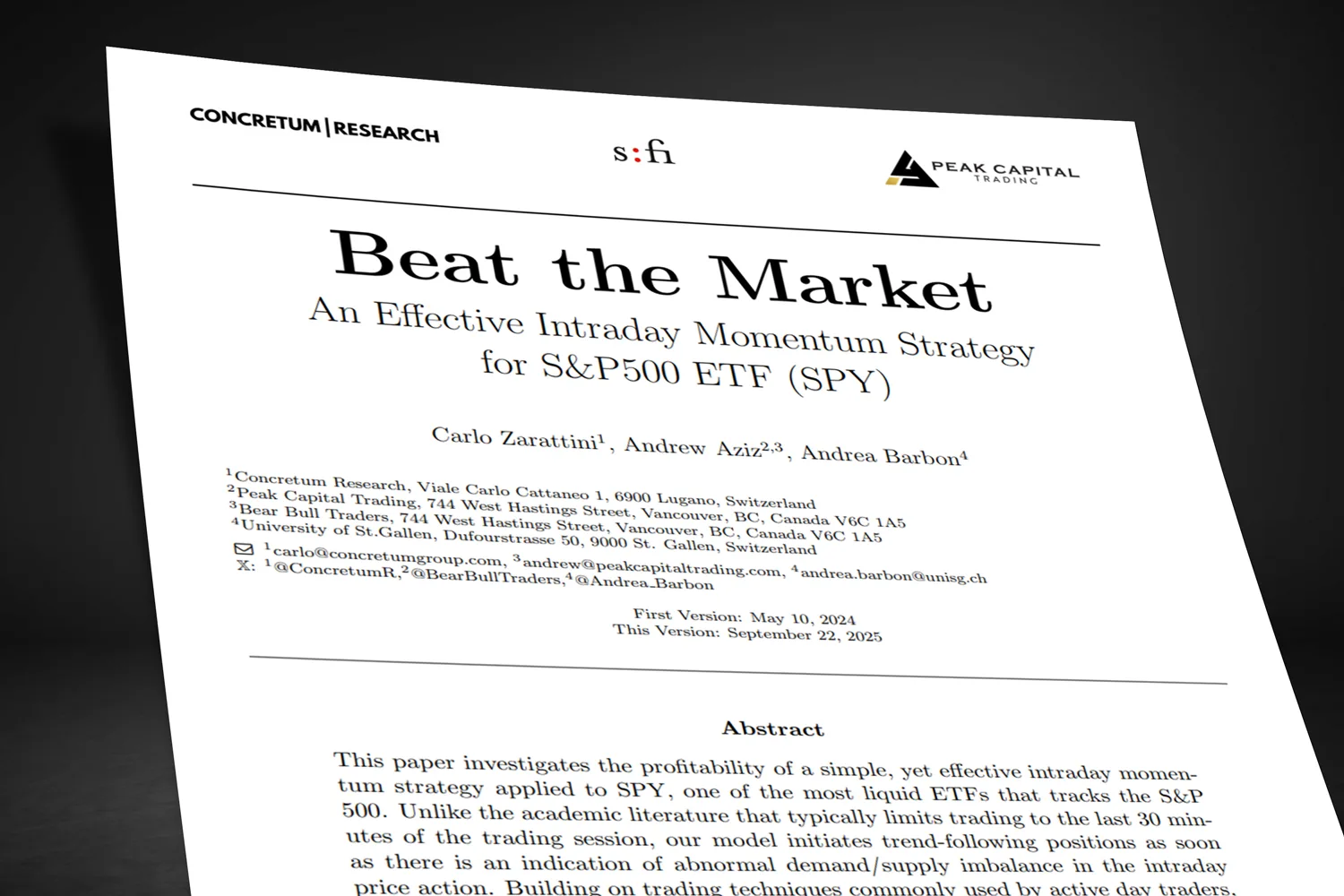 Beat the Market: Intraday Momentum for SPY