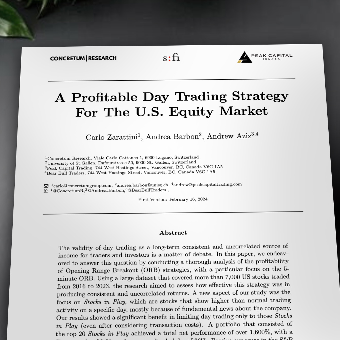 A Profitable Day Trading Strategy for U.S. Equity Market